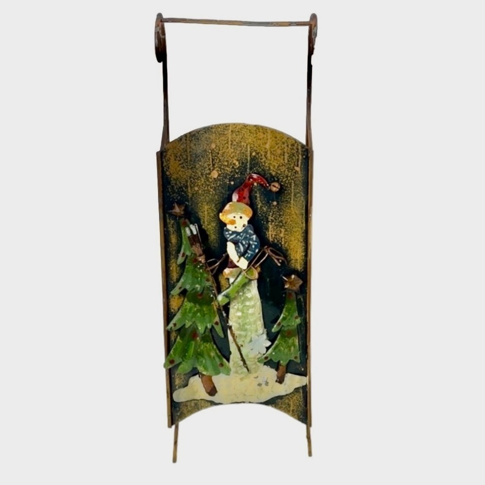 Sleigh Metal Wall Hanging Christmas Decor Snowman by Ganz
